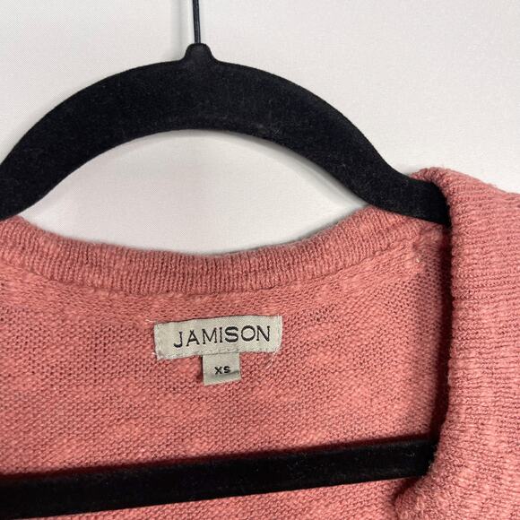 Jamison Womens XSmall XS Pink Becca Collar Polo Pullover Top Knit Split V Neck - Picture 7 of 11